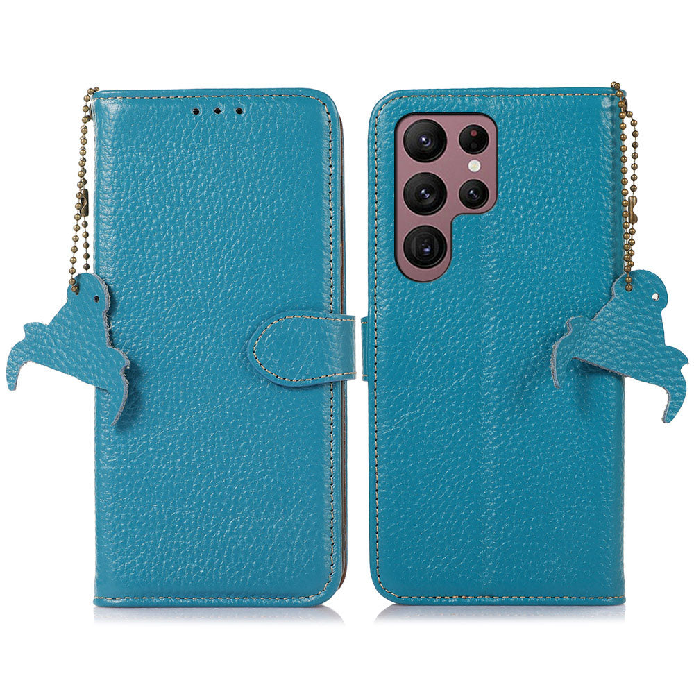 Phone Cover for Samsung Galaxy S23 Ultra Litchi Texture Genuine Cow Leather RFID Blocking Stand Wallet Case Phone Cover for Samsung Galaxy S23 Ultra Litchi Texture Genuine Cow Leather RFID Blocking Stand Wallet Case